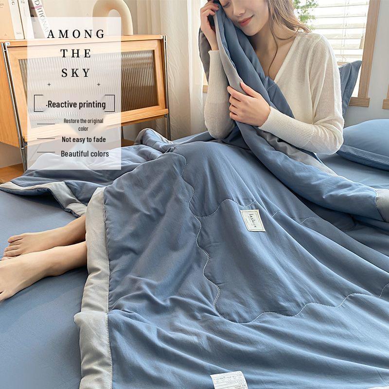 Lightweight Summer Quilt - Washable Cotton, Ideal for Air Conditioned Rooms, Dorms, and Kids