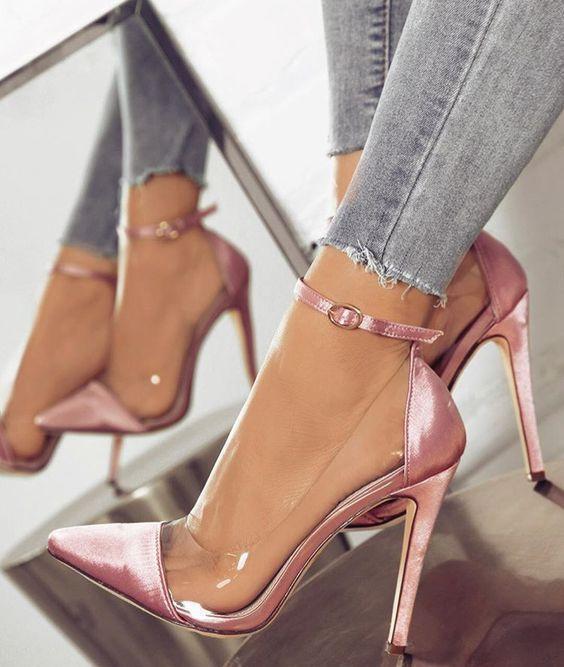 European and American New High-heeled Pointed Color Matching Belt Buckle Fashionable Women's Single Shoes DP