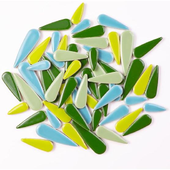 454g Petal Ceramic Mosaic Tiles for Crafts Art, Water Drop Flower Tiles Irregular Ceramic Tiles Bulk, 0.4 Inch Square Glazed Porcelain for DIY Mosaic