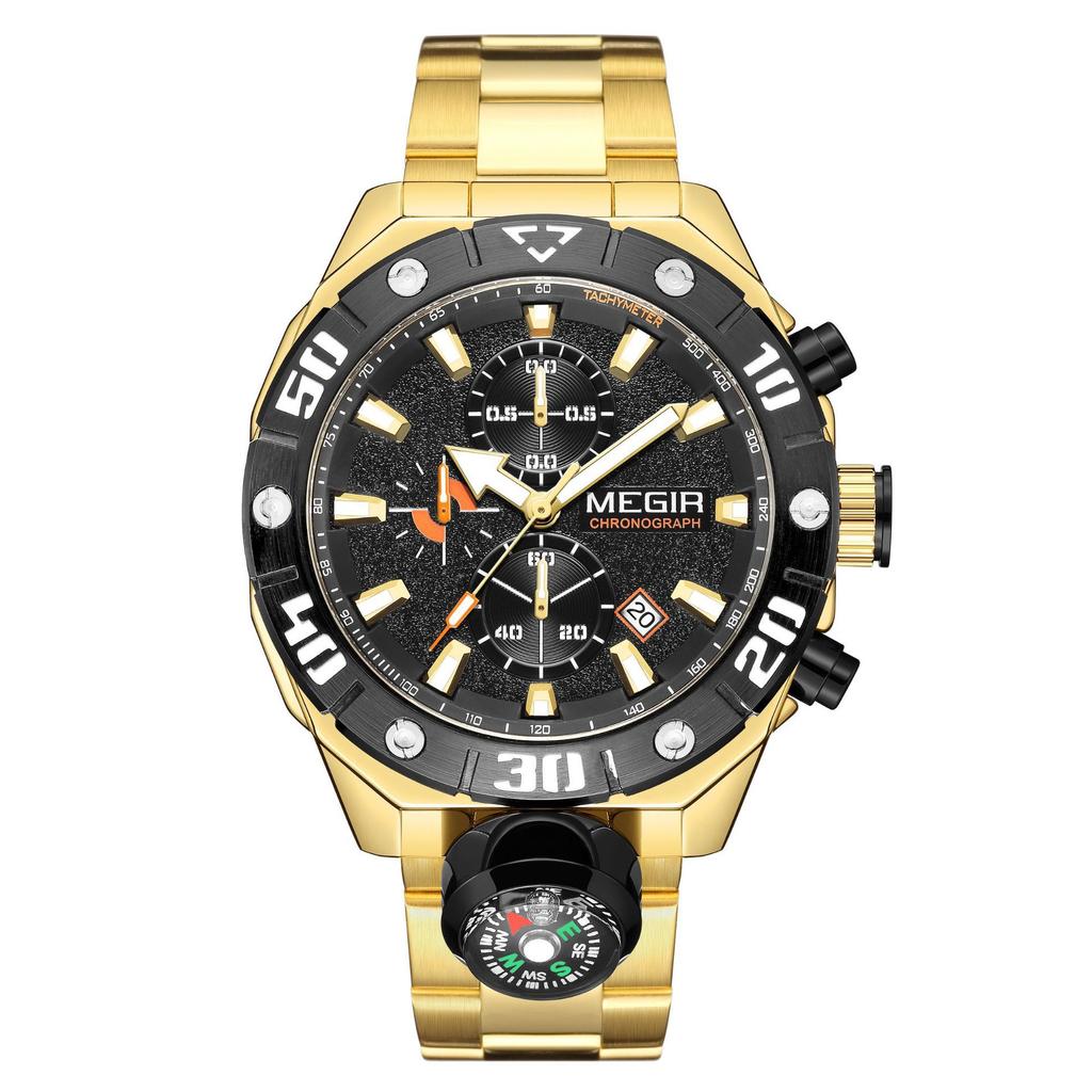 Neue wasserdichte Herren-Multifunktions-Chronograph-Kompass-Outdoor-Sportuhr