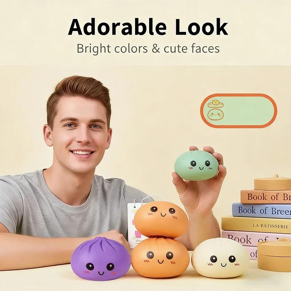 Bai Fen Bai Toys Giant Jumbo Dumpling Shaped Squishy Toy With Steamer An Anxiety Relief Squeeze Toy For Stress Relief And Sensory Play