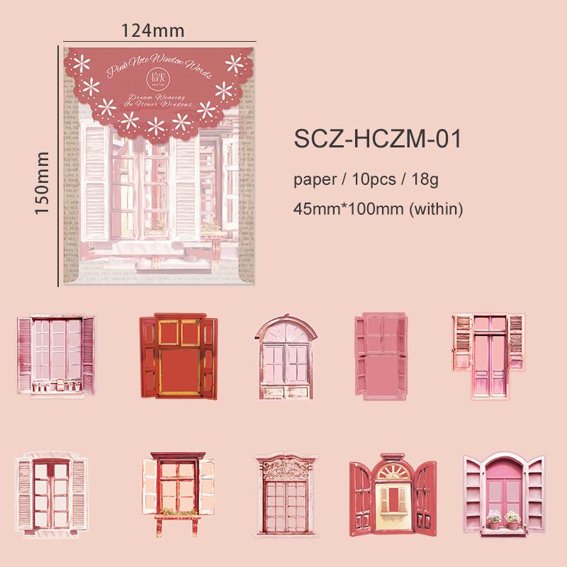 JIANWU Flower Window Dream Weaving Series Vintage Hollow Landscape Material Scrapbook Collage Card Creative Journal Stationery