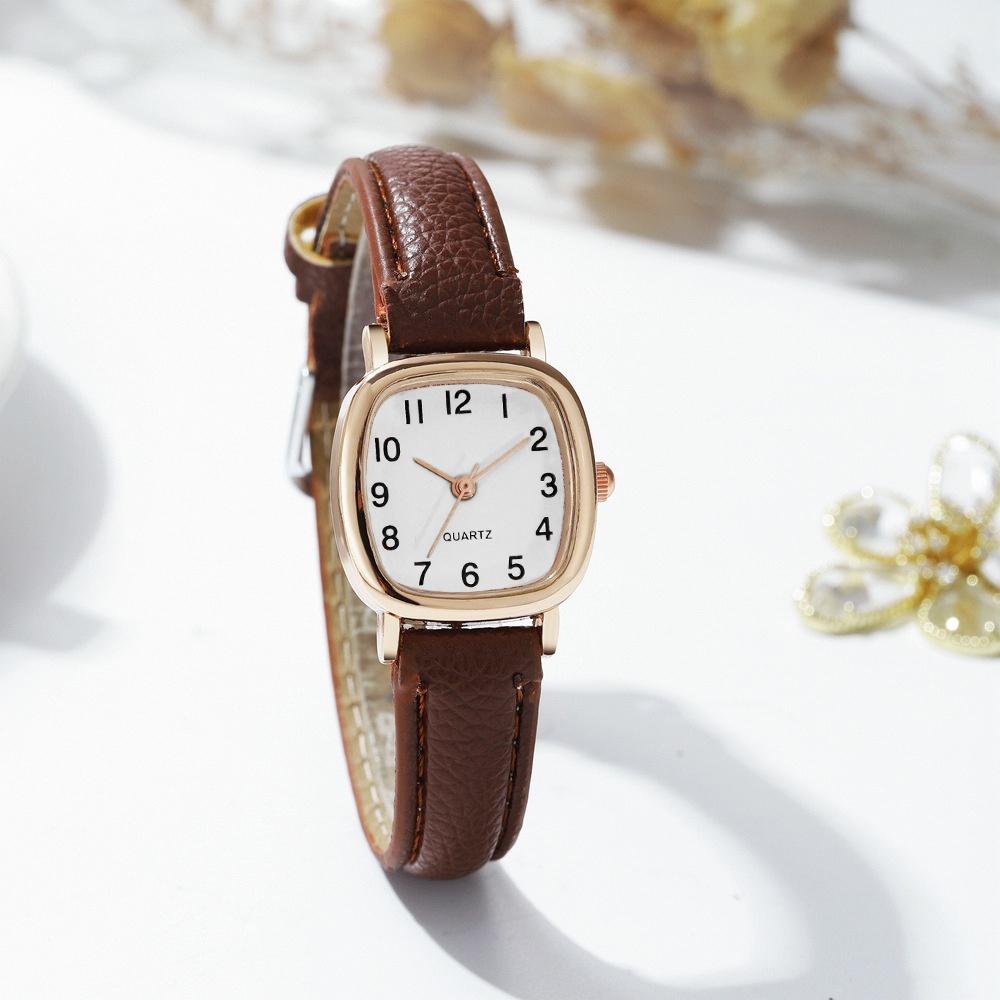 

Женские часы Модные Маленькие Арабские Кварцевые Часы Кожаный Ремешок Наручные Часы