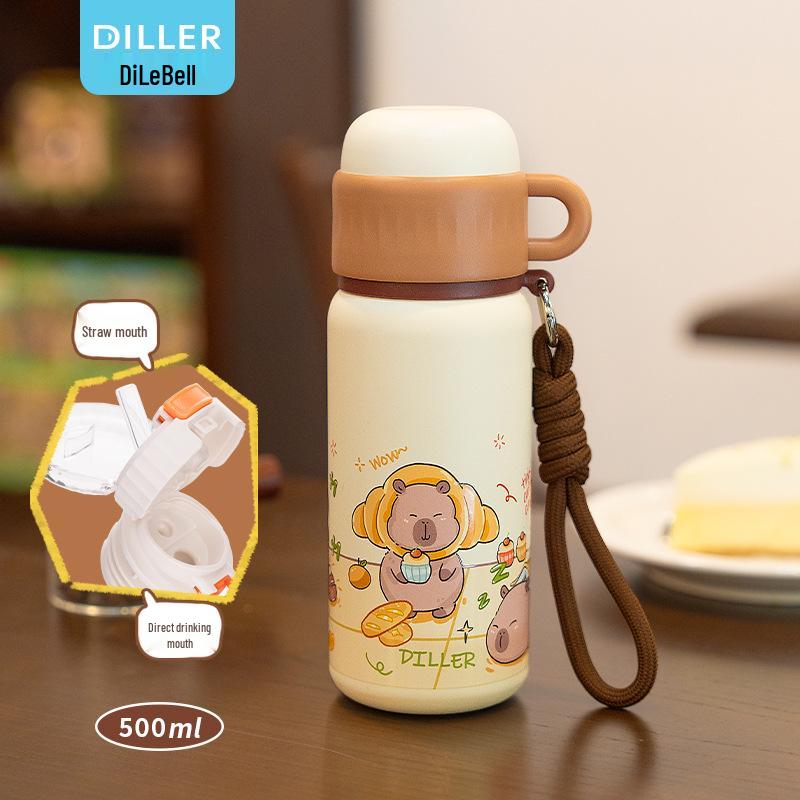Sakura Panda 2024 Insulated Water Bottle with Lid - Large Capacity for School, Mini Cup for Girls