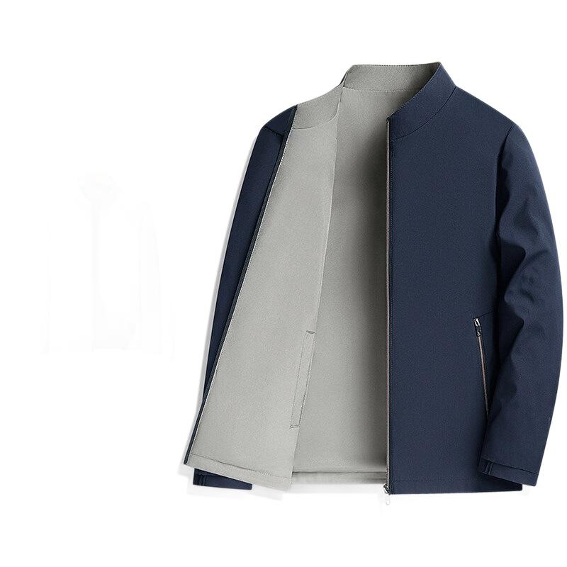 New Double-sided Stand-up Collar Jacket for Men Spring and Autumn Business Casual Jacket for Men