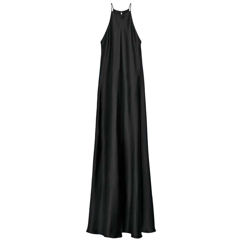 Zaprha 2025 Summer New Fashion Round Neck Fine Sling Silk Satin Texture Midi Dress 3186331