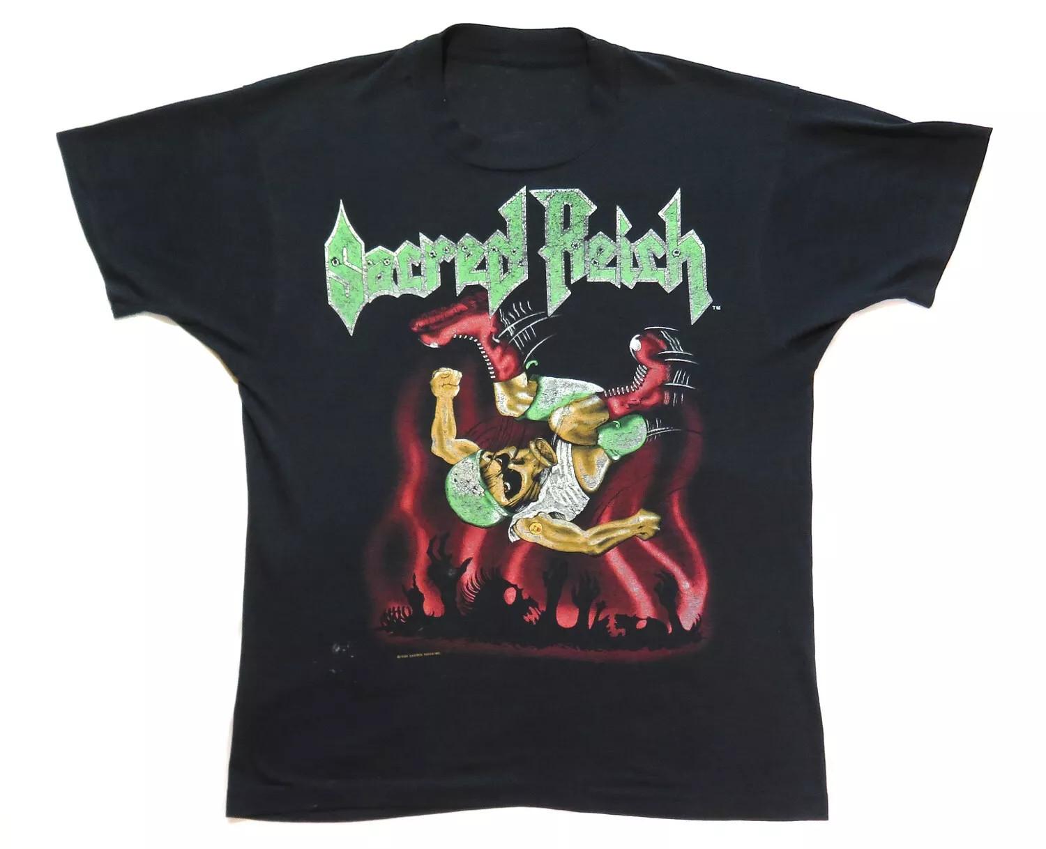 Винтажная футболка Sacred Reich 1990 года Наш чувак Прыжок со сцены EM0220 Унисекс футболка XXXL