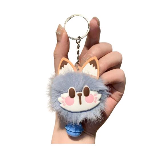 Sleutelhanger Hanger met Bel Bont Vos Gezicht Roze Pootafdrukken Zacht Pluche Sleutelhanger Tassen Rugzakken Decoratieve Accessoires