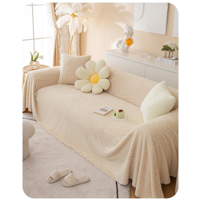 

Крем Чехол на диван в стиле Инс Осень и Зима Плюшевый Чехол-подушка для дивана Одеяло Полностью закрывающий чехол Чехол Спинка Подлокотник Все включено 180*130cm