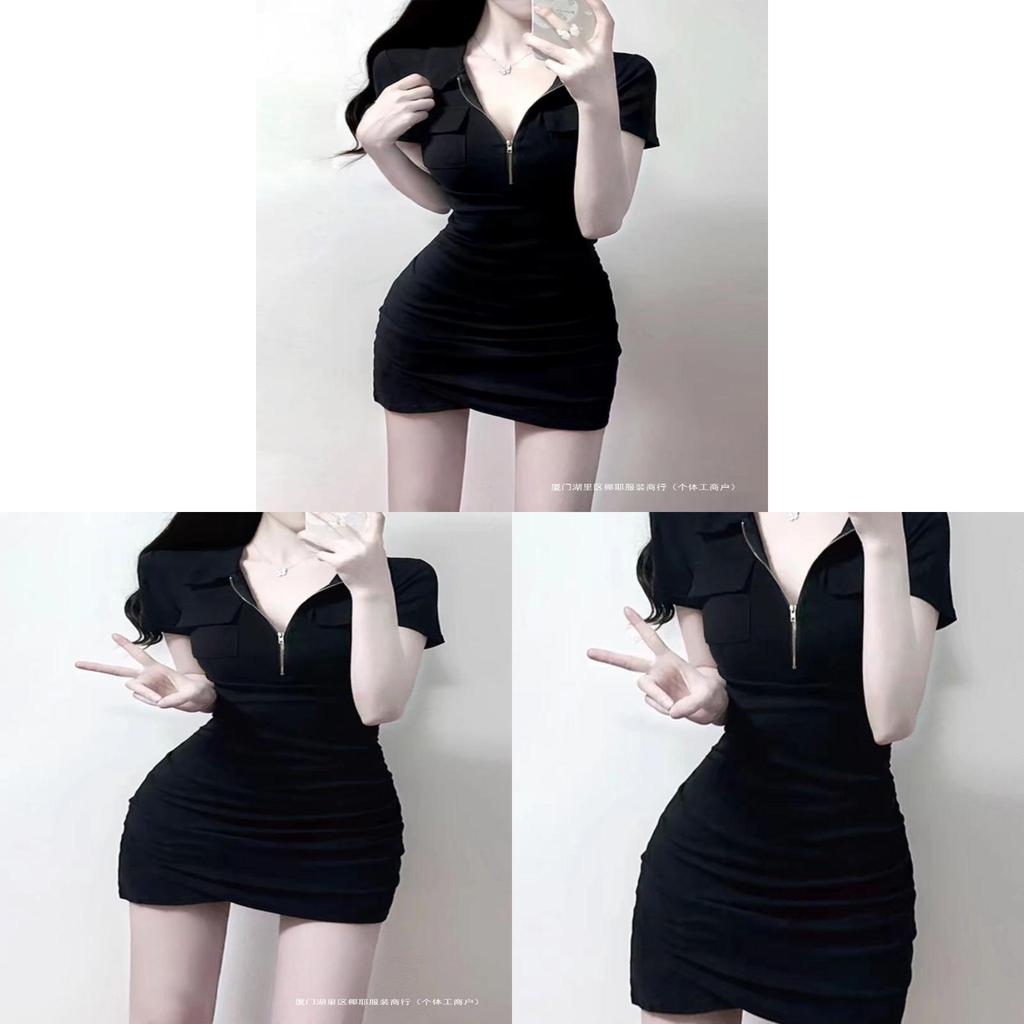 Dress Knit Fabric Slim Fit Short Sleeve Polo Neck Retro Style For Summer Fashion
