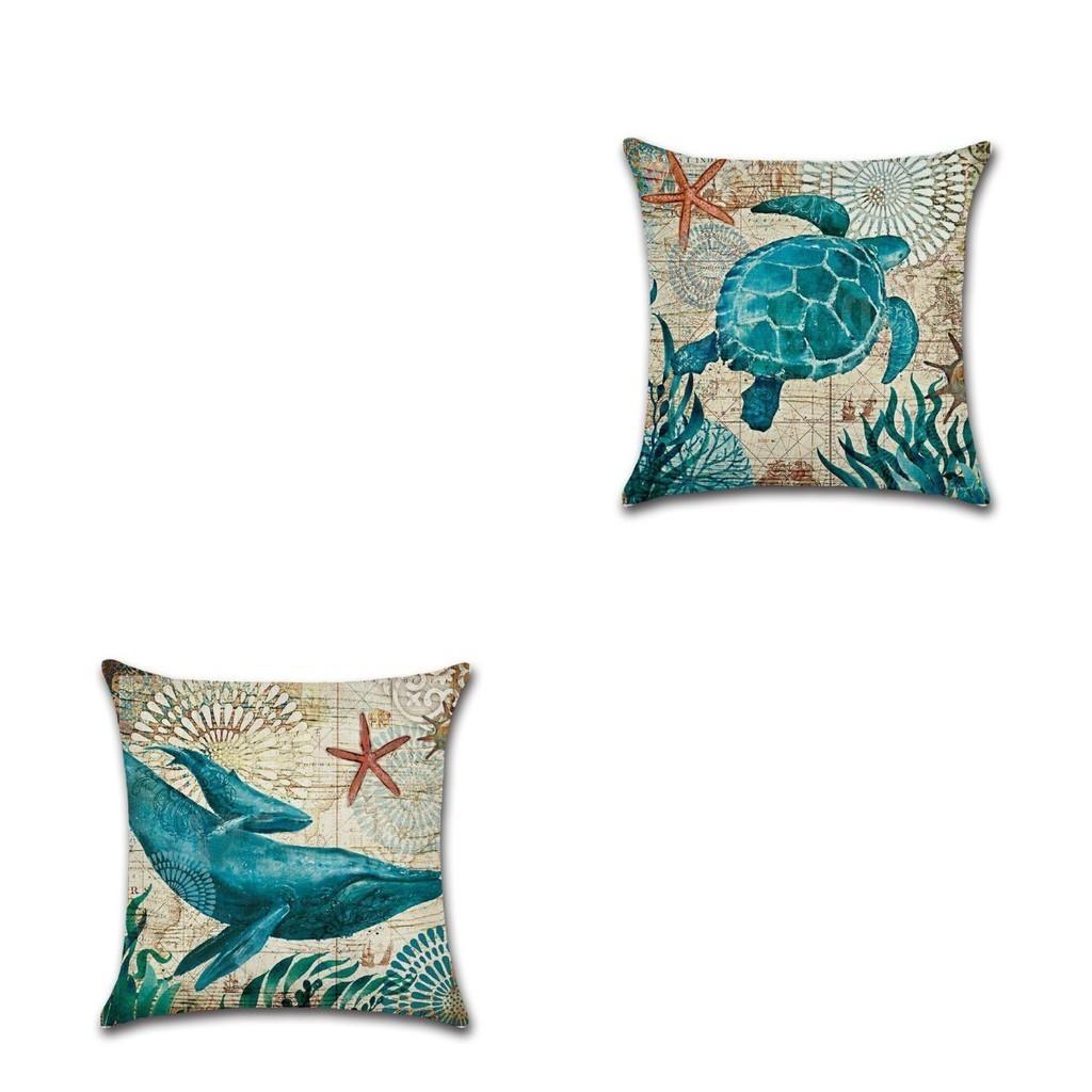 Retro Marine Collection Plush Peach Skin Throw Pillow Cover Cozy Polyester Fill Landscape Pattern