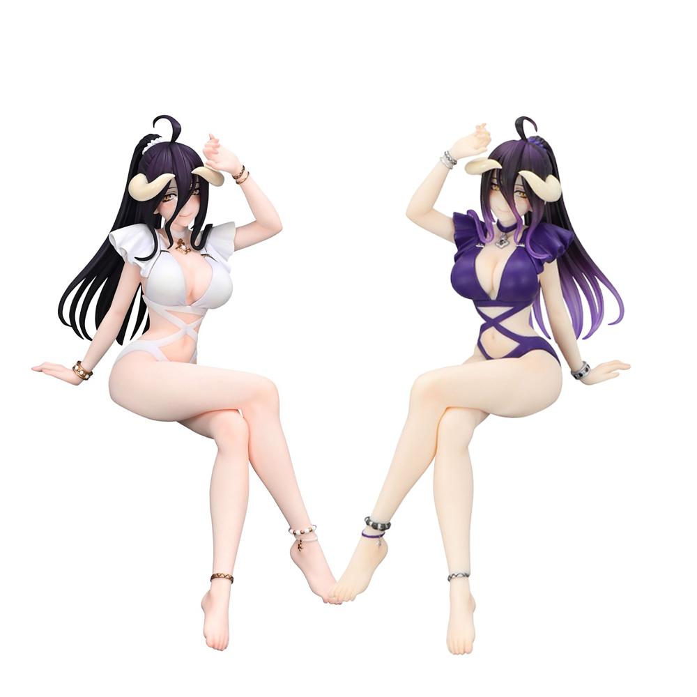 Figura Anime Albedo Pose Sentada Figura de Ação Versão Roxa Modelo de Beleza Adulta Ornamentos de Mesa Coleção Brinquedo Presentes 16cm