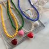 Love Heart Pendant Clavicle Chain Resin Acrylic Neck Chain Trend Beaded Necklace