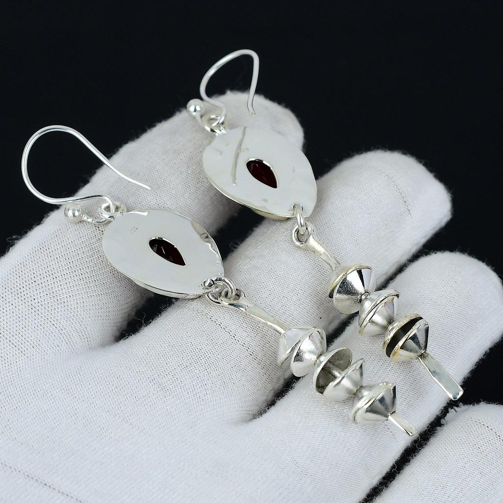 Red Garnet Gemstone Earring, Garnet Silver Earring, Pear Gemstone Earring, 925 Sterling Silver Earring, Gemstone Earring, Meditation Earring