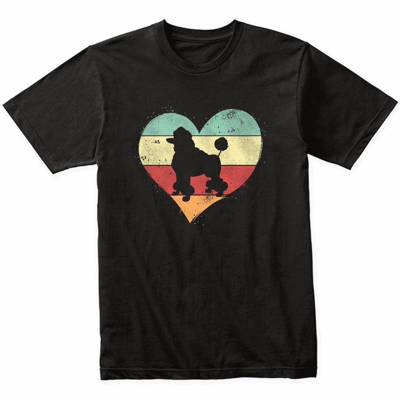 Retro Heart Poodle Dog Breed Silhouette Dog Owner Love T-Shirt 3XL