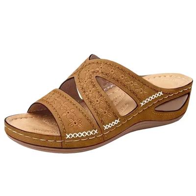 Moda Estate 2024 Donna Zeppa Premium Punta Aperta Vintage Antiscivolo Casual Piattaforma Femminile Scarpe Retrò Ciabatte