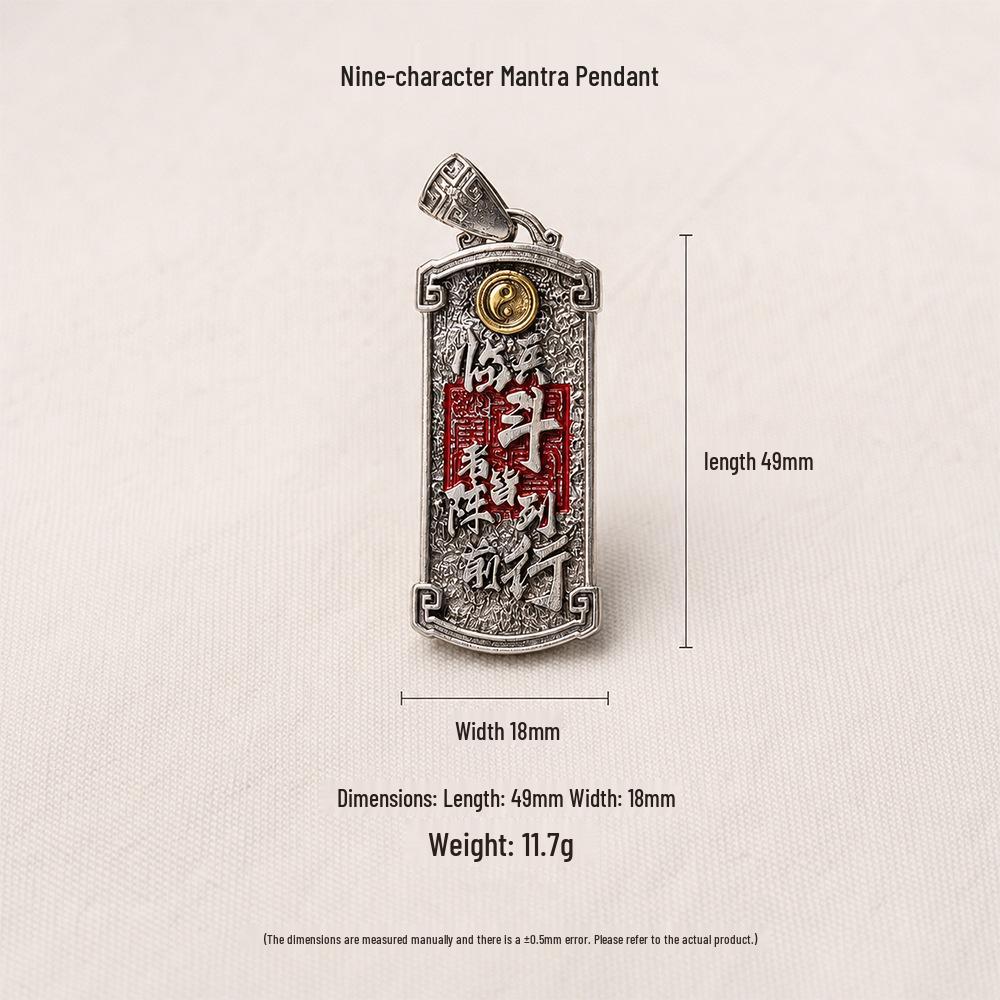 Daoist Creative Pendant Necklace [Nine-Character Mantra] - Retro Chinese Style for Men and Women
