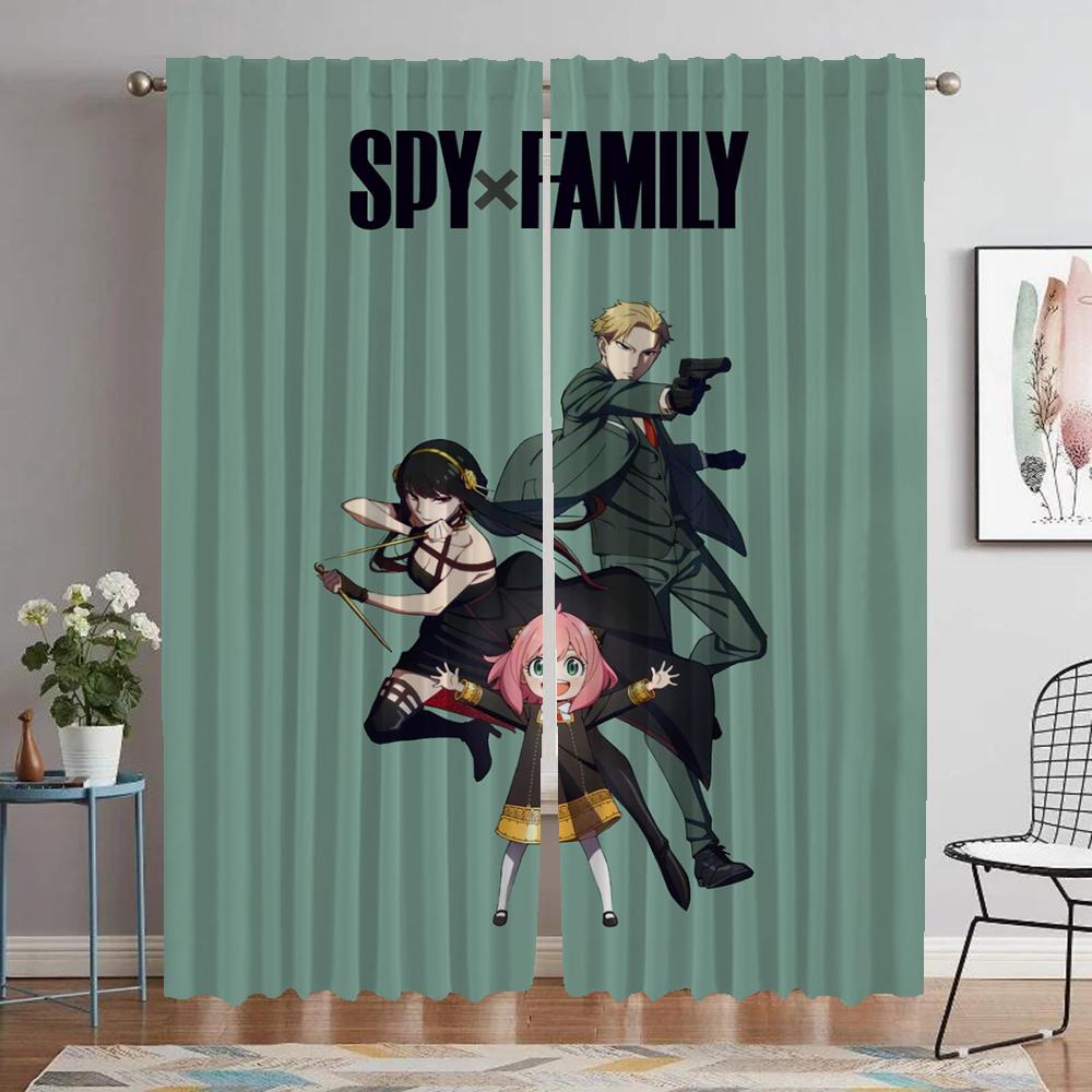 Spy X Family Curtains Child Room Blackout Curtain for Room 2 Panel Tulle for Bedroom Partition Halloween Decoration Shades Home