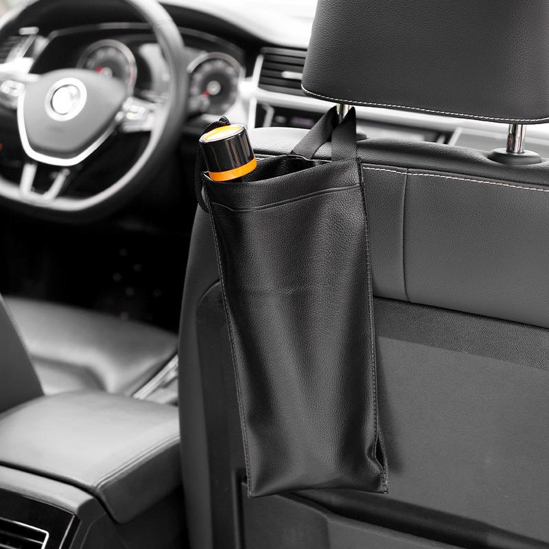 Car Umbrella Holder: Foldable Leather Storage Sleeve for Rainproof Protection