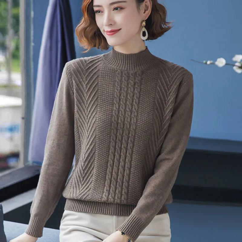 

Зимняя трикотажная нижняя рубашка женская свободная однотонная верхняя половина с высоким воротником толстый свитер XL