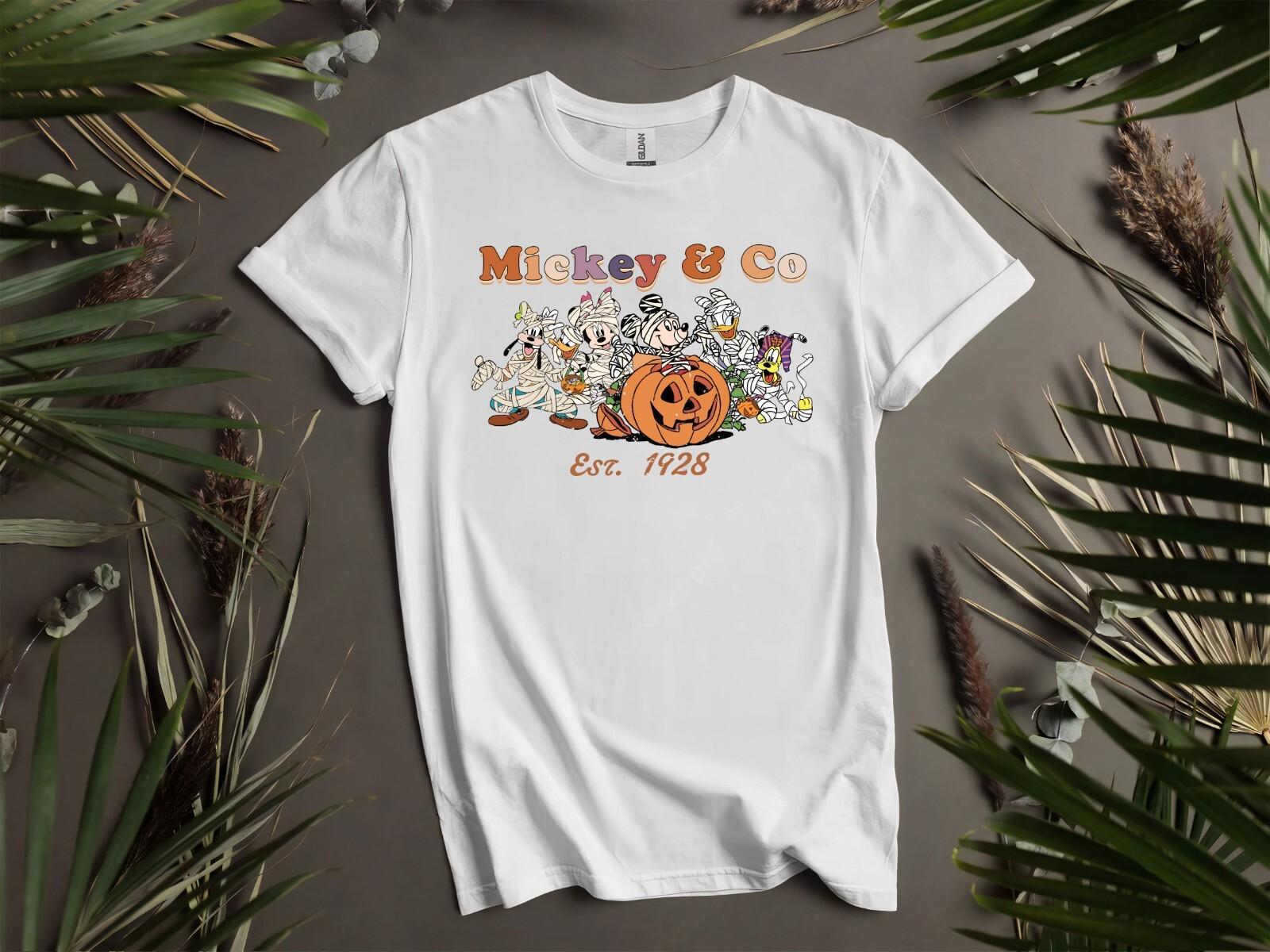 Mickey Co Хэллоуин Футболка Футболка Мужская Женская Унисекс Футболка K945 XL
