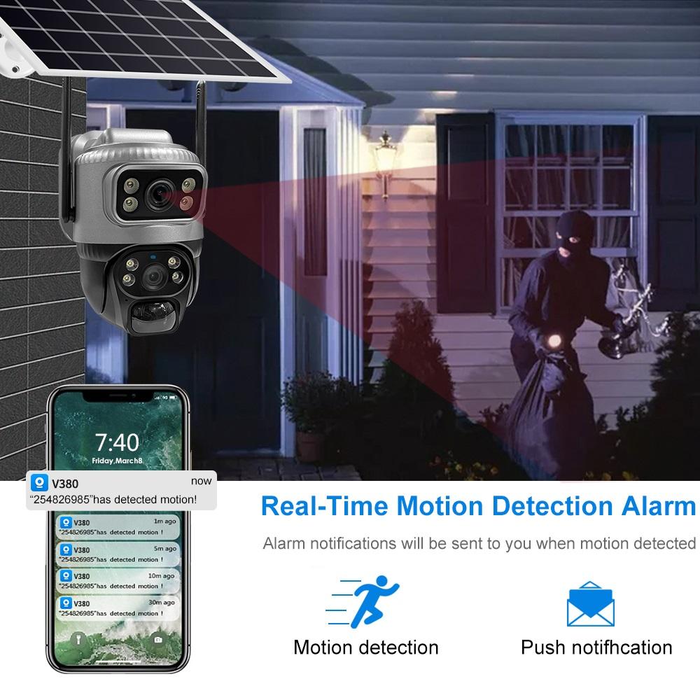Single/Binocular Solar Surveillance Camera WiFi/4g Wireless Connection Waterproof Night Vision High-definition Security Monitoring
