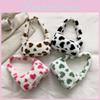 Trendy Minimalist Women's Plush Heart Shaped Handbag In Cozy Brown Pink And Green