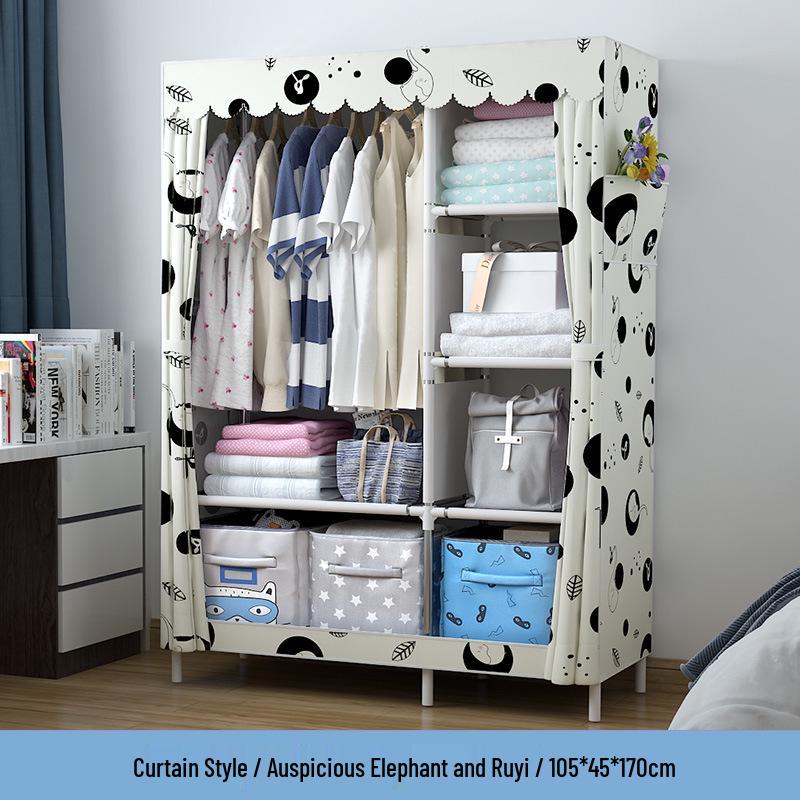 Space-Saving Modern Fabric Wardrobe for Adults and Children - Ideal for Dormitory and Bedroom Use.