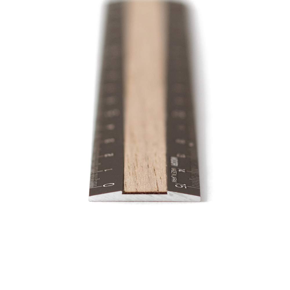 DESIGNPHIL Midori 15cm Aluminum Wood Ruler Brown 42280006 - Durable & Stylish