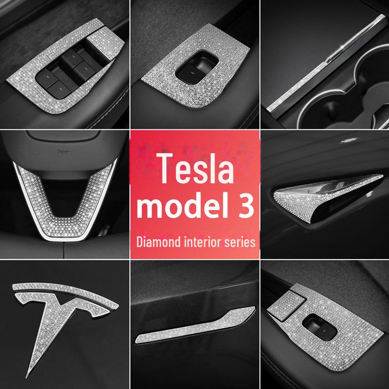 

Внутреннее украшение в виде логотипа Tesla Model 3 Diamond Crystal