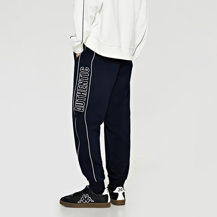 Kappa Retro Sports Side Stripe Long Pants With Letter Men bottoms Dark-Night-Blue Black K0D72AK04