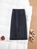 Women's Plus Size High Waist A-Line Woolen Skirt with Lace Detail - Autumn/Winter