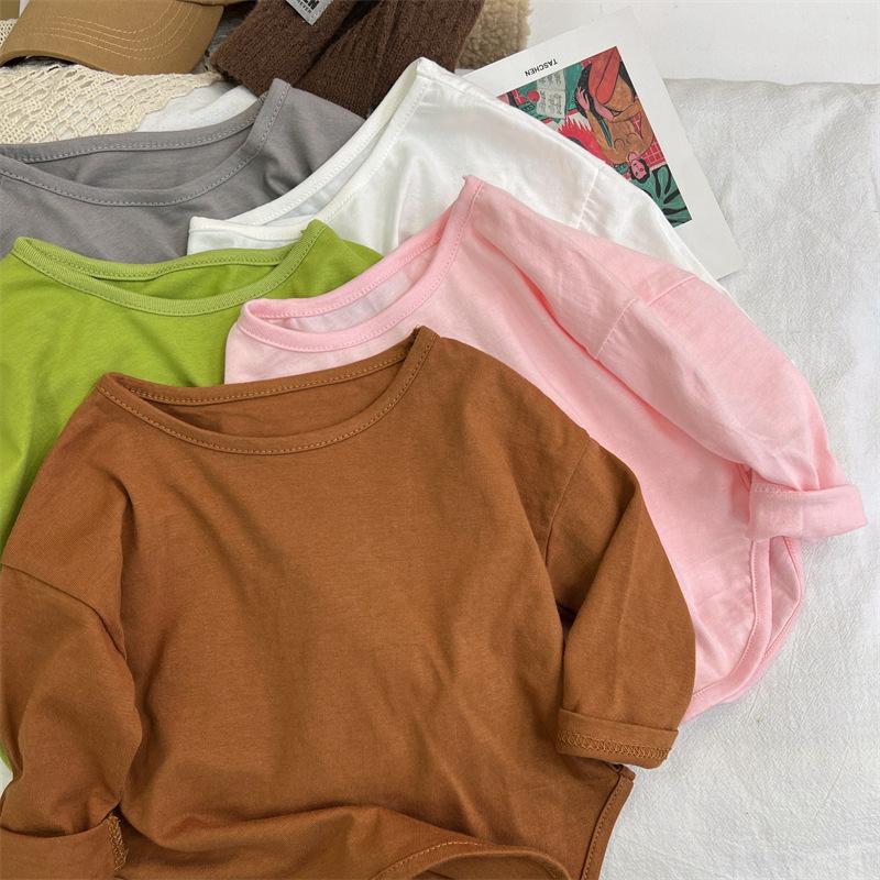 Children's Cotton Long Sleeve T-shirt Autumn Girls' Undercoat Boys' Casual Top