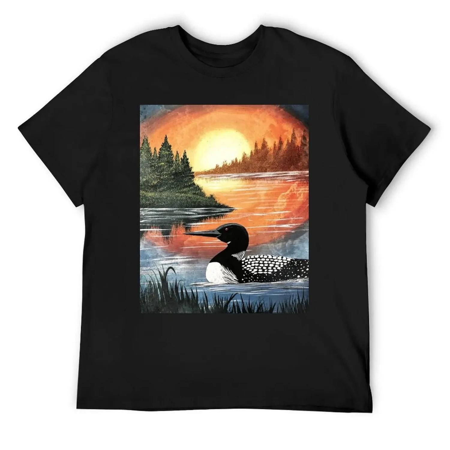 

Sunset Loon T-Shirt blanks vintage graphic tee rapper graphic tees compression shirt men XXXXXL чорний