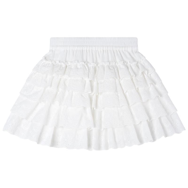 Mucmukn Girls Embroidered Cotton Tiered Skirt 170