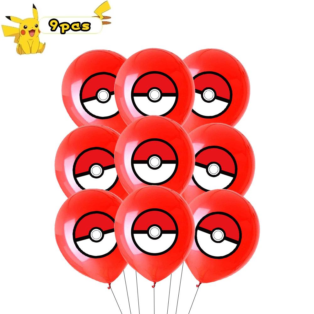 9/18pcs Pokemon Latex Balloons Birthday Decorations Cartoon Pikachu Squirtle Characters Children Baby Shower s Round Sensory Durable Bouncy Elastic