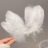Girls' Summer Fairy-like White Feather Pearl Hair Clips: Handmade, Elegant, Perfect with Dresses, Atmospheric Hair Accessories