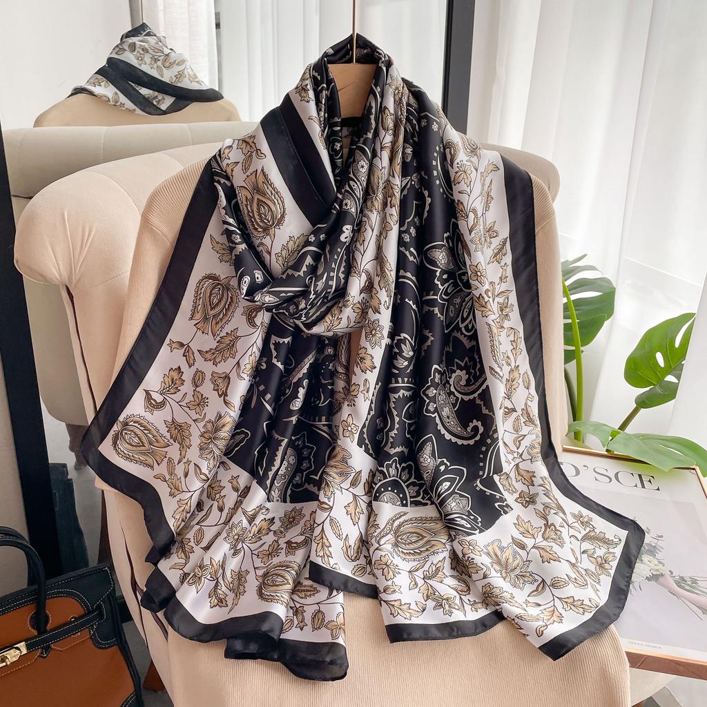 180*90Cm Muffler Fashion Luxury  Scarf Women  Style Fashion Color Matching Print Silk Lady Popular Headcloth Beach Shawl