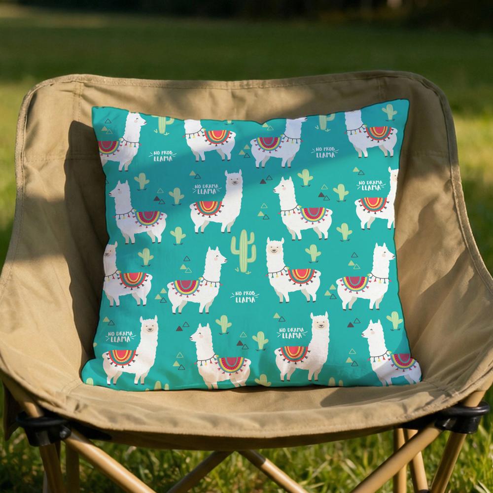Cartoon Llama Pattern Cushion Cover Soft Reversible Durable Pillow Cover MultiScene Use for Home Car Daily Comfort
