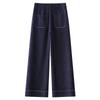 Dark Blue Women's Slim-Fit Crop Straight-Leg Jeans - 2025 New Hot-Selling Spring/Autumn Styles