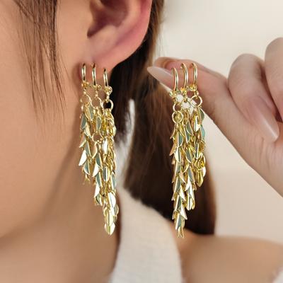 Golden Wheat Ears Long Fringed Earrings Women, Light Luxury Exquisite Cold Style High Sense Fashion Temperament Earrings