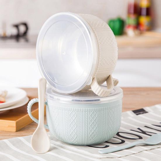 Microwave Ramen Bowl with Handles Stainless Steel Lunch Box Insulated Food Container for Noodles & Soup Large Capacity Bento Tumbler