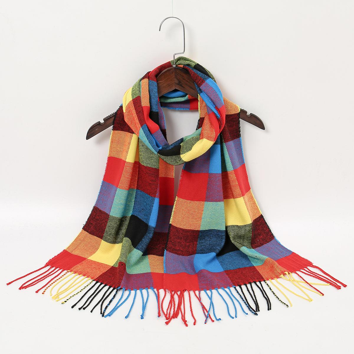 

Роскошный бренд Женские кашемировые шарфы Женский зимний теплый мягкий палантин шаль обертывание Женский клетчатый вязаный длинный шарф для женщин