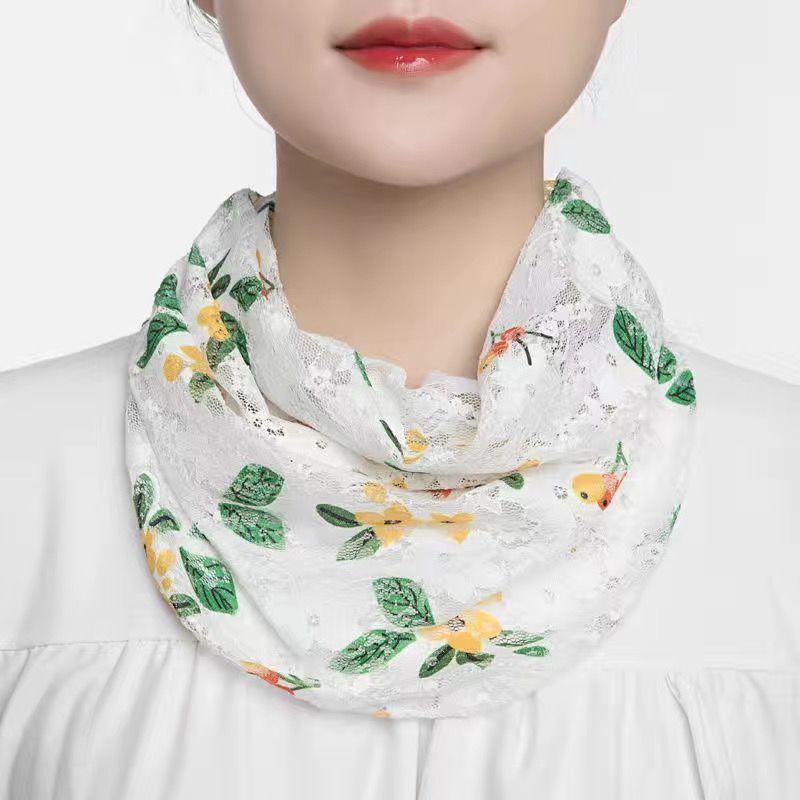 Summer ice silk scarf mask neck protector fake collar printing riding protection anti-ultraviolet breathable sunscreen