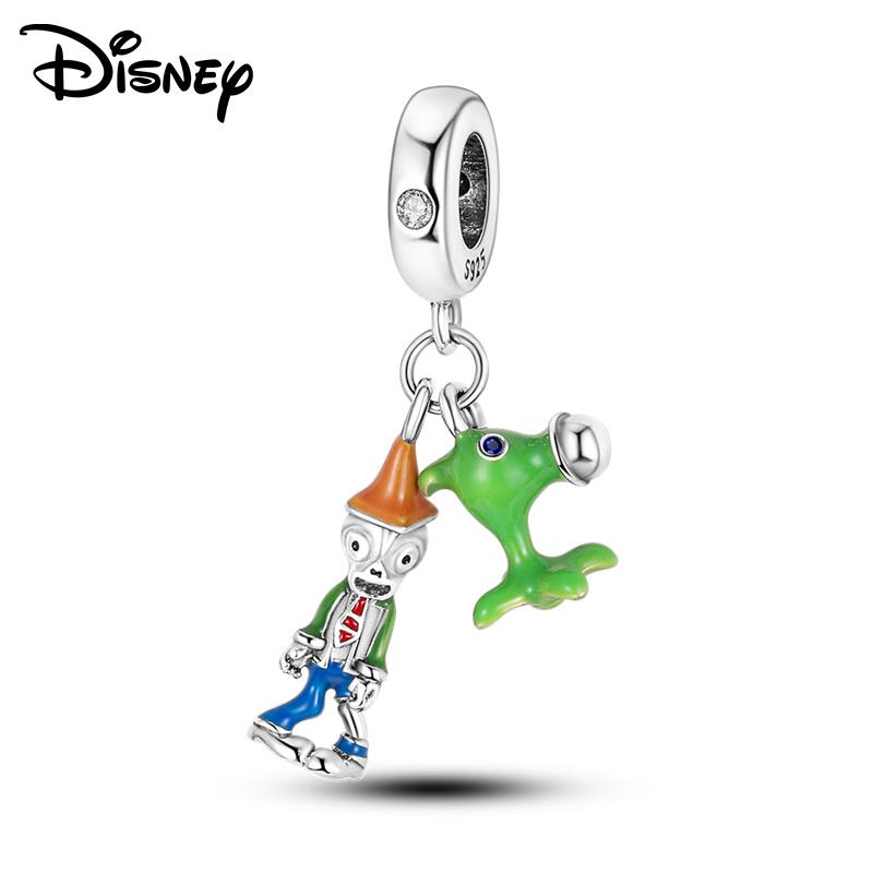 Disney 925 Silver Mickey and Flower Fairy Pendant Beads Suitable for Girls To DIY Original Bracelets Fashion Gifts