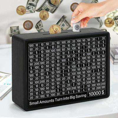 Money Box 500/1000/2000/3000/5000/10000 Euro/USD Money Box with Counter Wooden Piggy Bank Saving Goal and Numbers Boxes
