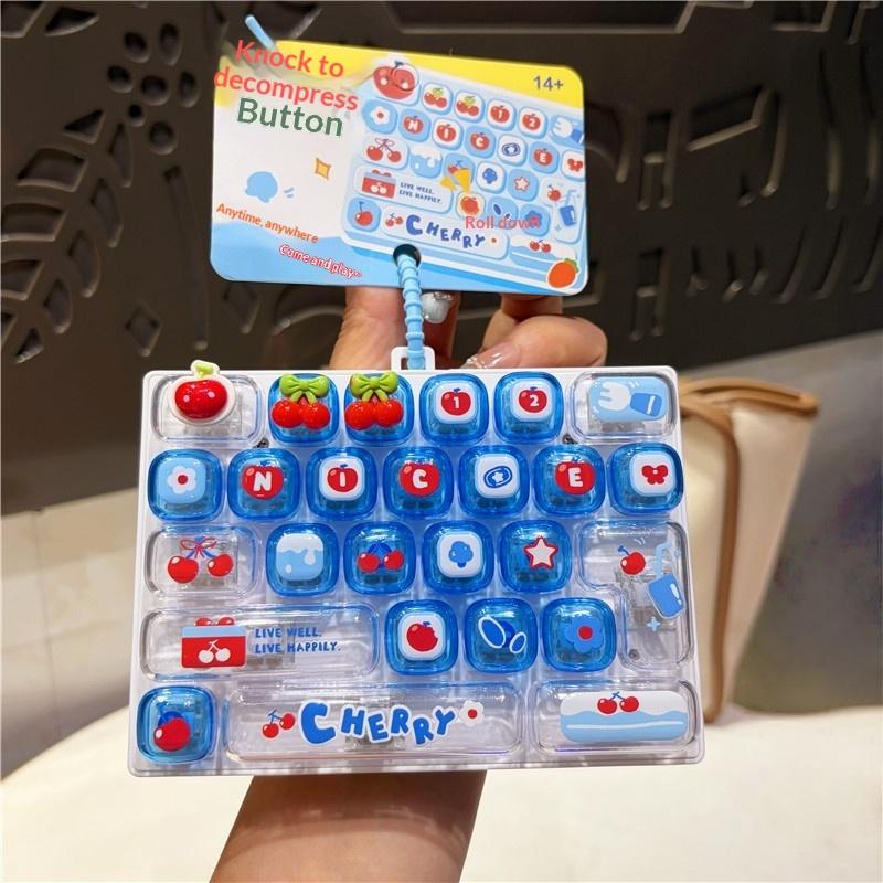 26 Key Cute Decompression Toy Anti-Anxiety Push Button Toy Portable Bag Hanging Ornament For Students Daily Use