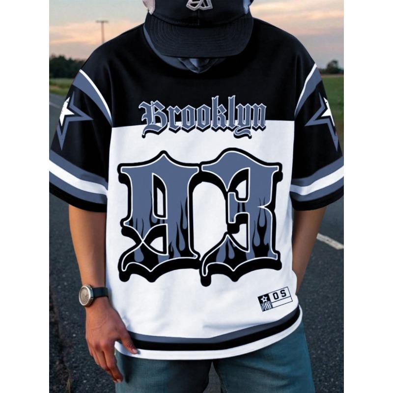 Men's T-shirt, Made of Soft and Comfortable Fabric, Breathable and Sweat-wicking. Features American Street Style Letter Print Short Sleeves Tee