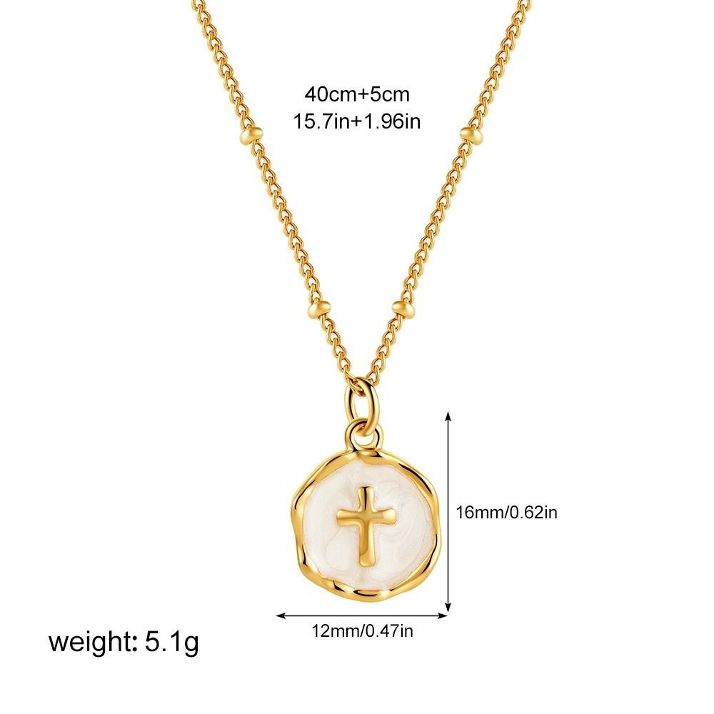 Geometric Pendant Necklace Stainless Steel Colorful Enamel Cross Heart Opal Choker Heart Moon Star Neck Chain Women Jewelry
