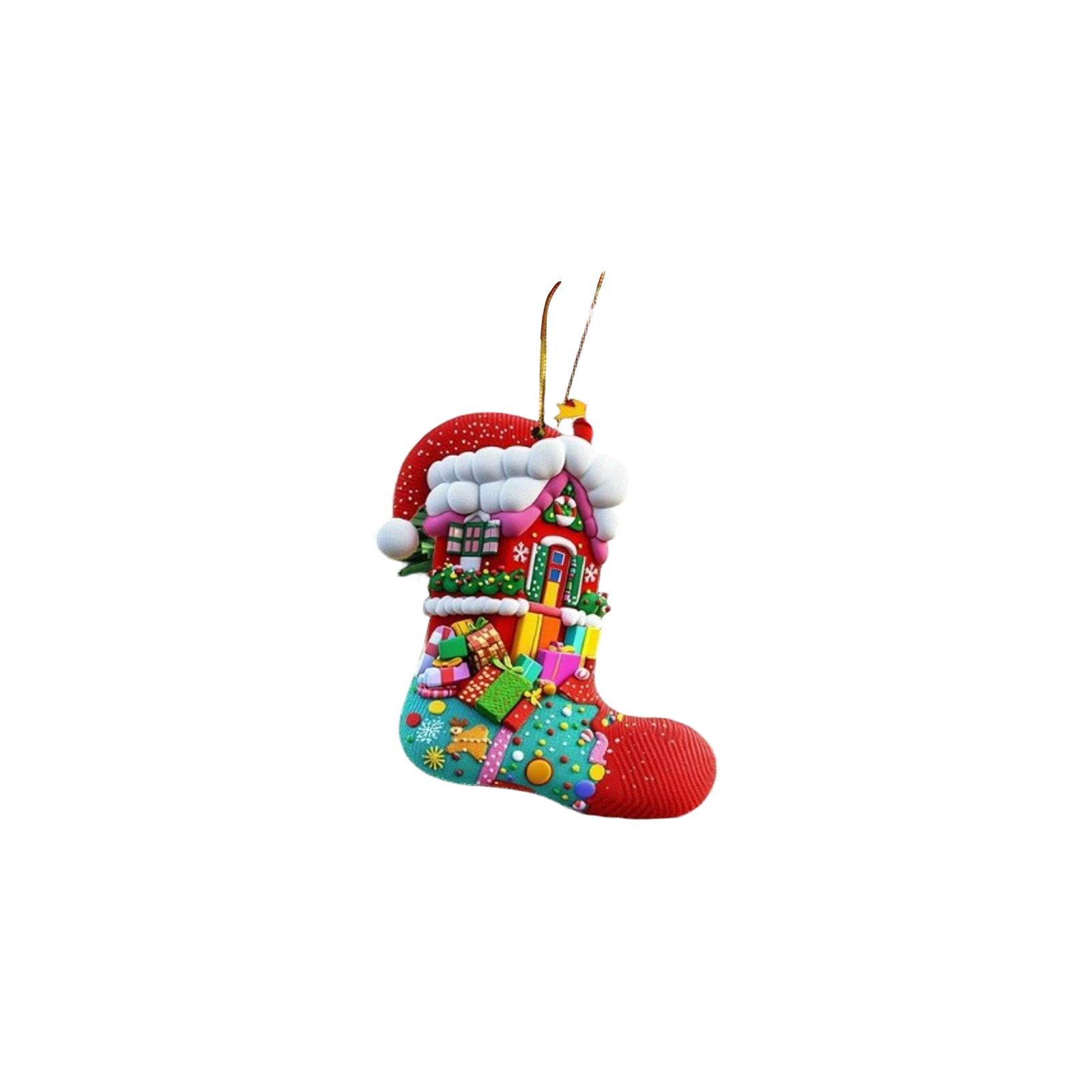 

Christmas Stocking Series 2D Holiday Atmosphere Christmas Tree Decoration Acrylic Backpack Pendant One Size